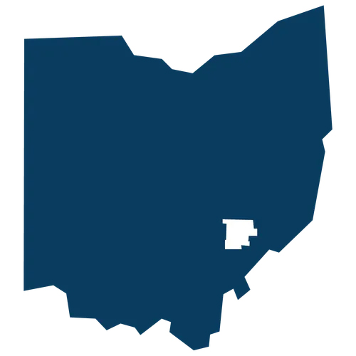 Morgan county highlighted within the shape of Ohio.