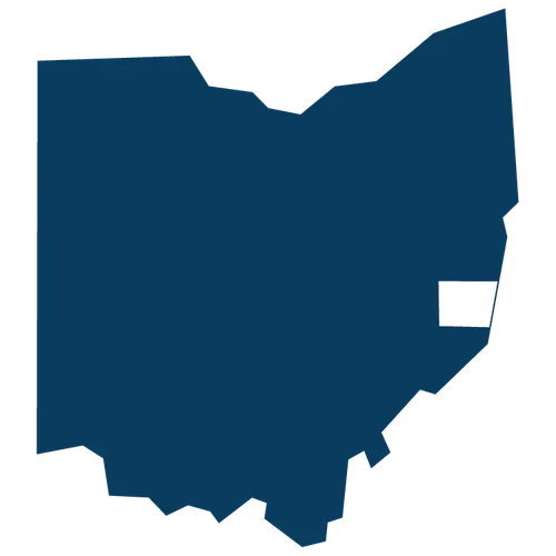 Shape of Ohio with Belmont county highlighted