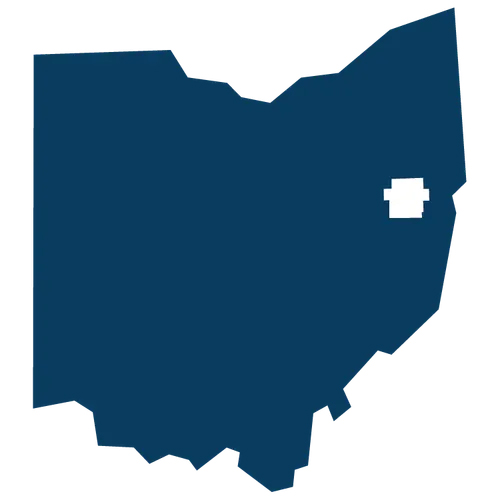 Carroll County highlighted within the shape of Ohio