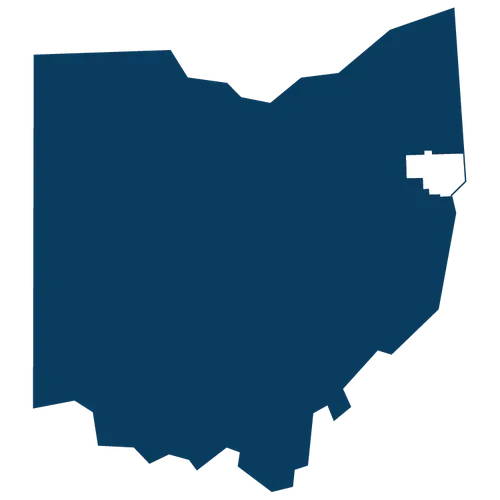 Columbiana County highlighted within the shape of Ohio
