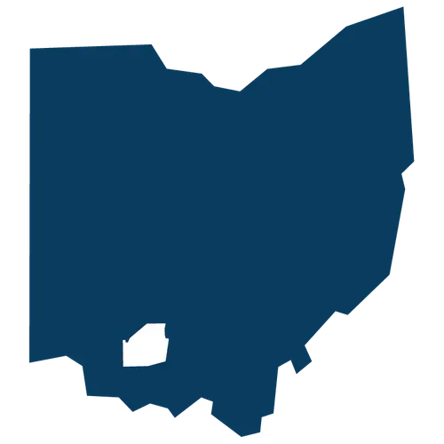 Highland county is highlighted within the shape of Ohio.