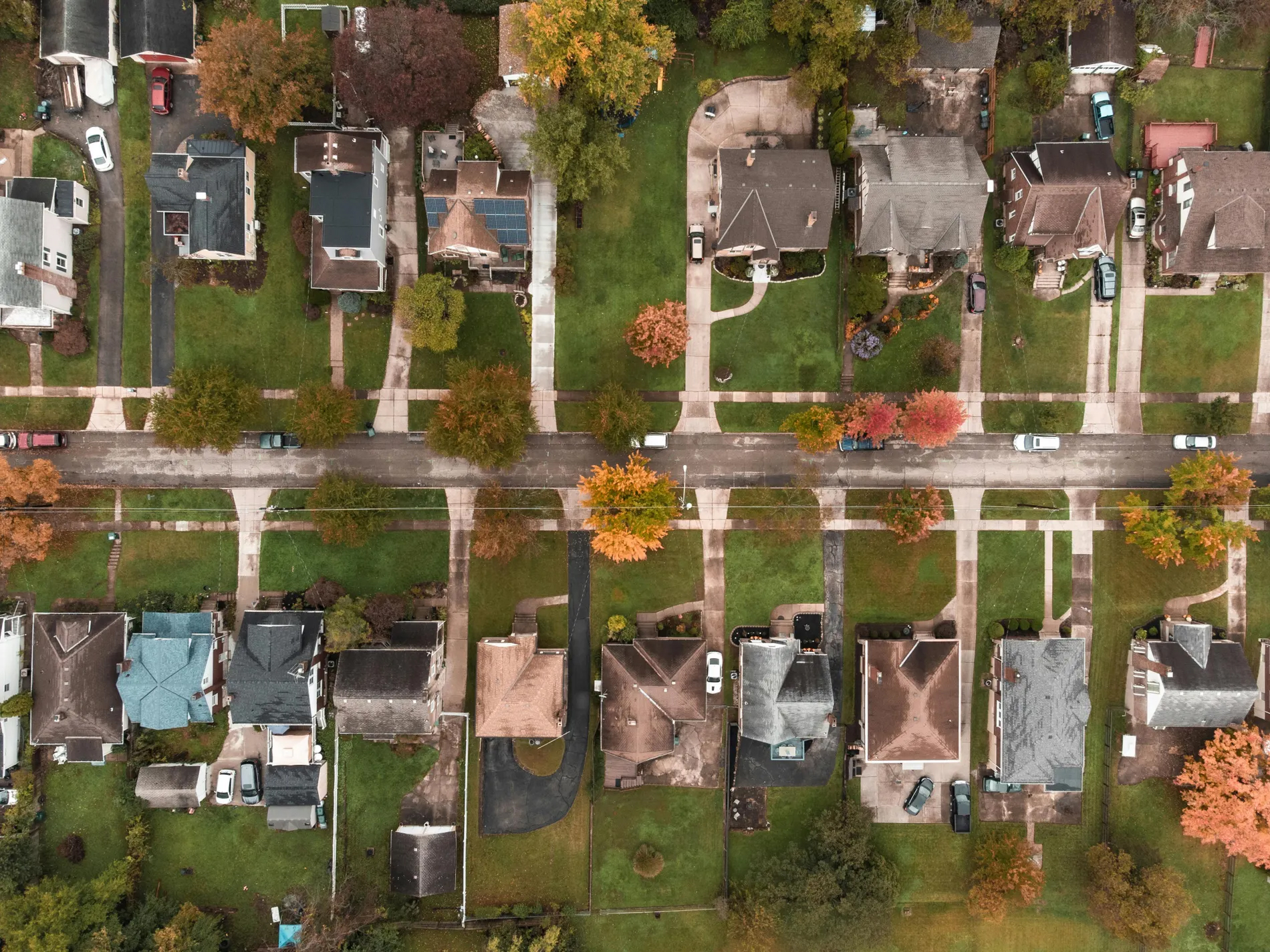 Neighborhood housing overhead.