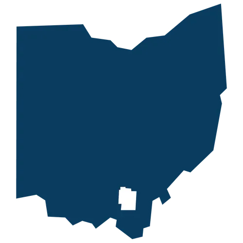 Jackson County highlighted within the shape of Ohio.