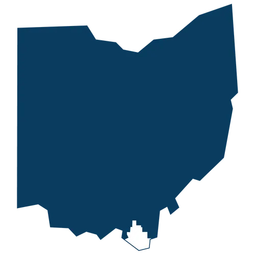 Lawrence County highlighted within shape of Ohio.