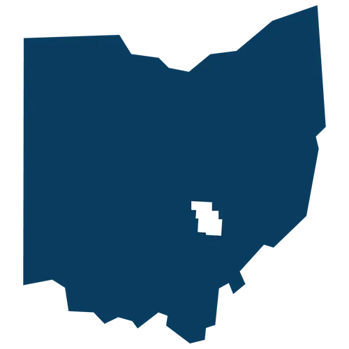 Perry County highlighted within the shape of Ohio.