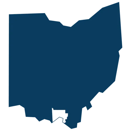 Scioto county highlighted within the State of Ohio.